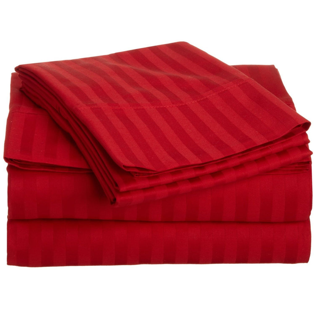 Satin Stripe Duvet Cover - 300 TC Red - large - 1