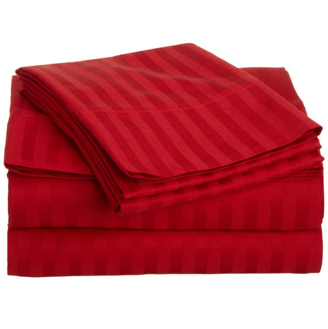 Satin Stripe Duvet Cover - 300 TC Red Satin Stripe Duvet Cover - 300 TC Red - 1
