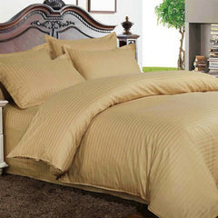 Hotel Quality Bed Sheets - Bed Sheets With Stripes 200 Thread Count - Camel