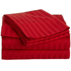 Hotel Quality Bed Sheets - Bed Sheets With Stripes 200 Thread Count - Red