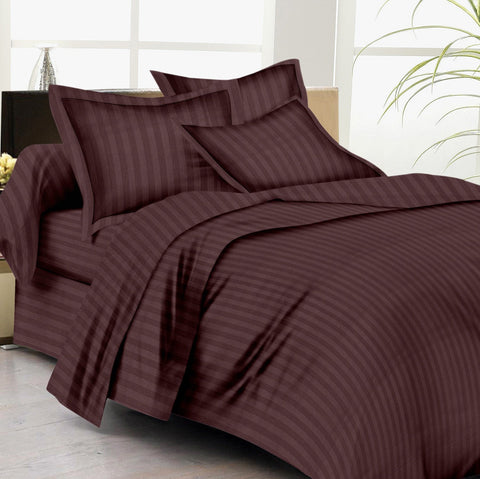 Bed Sheets with Stripes 300 Thread count - Chocolate - 1