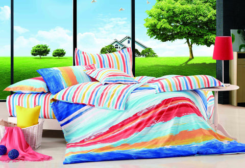 Luxury Bed Sheet Set - Red and Blue - 1