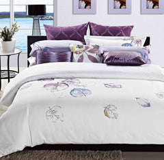 Premium Bed Sheets - Luxury Bed Sheet Set White Leaf Art Collection