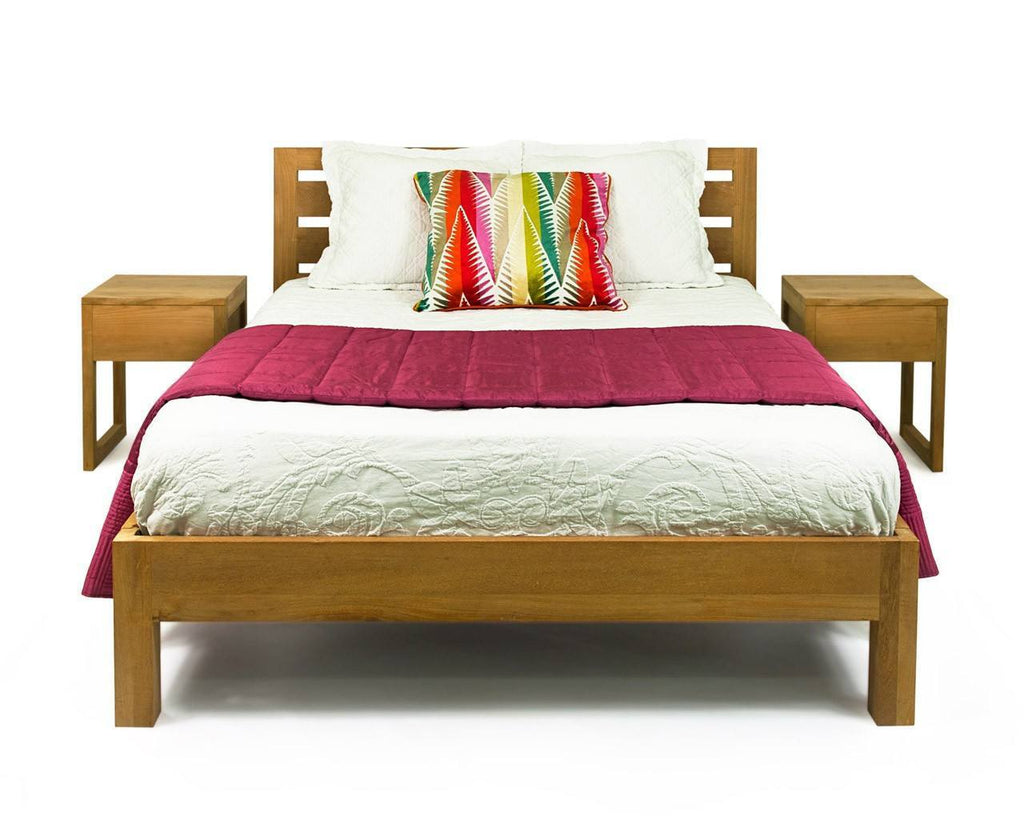 Solid Teak Wood Bed Base - Canary Wharf - large - 1