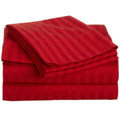 Satin Stripe Duvet Cover - 300 TC Red