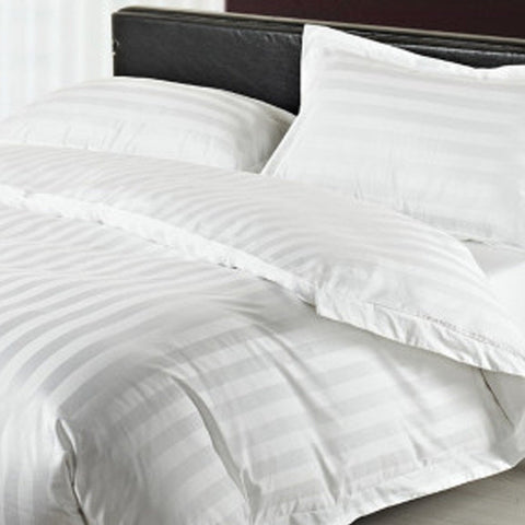 Satin Stripe Duvet Cover - 300 TC White - 1