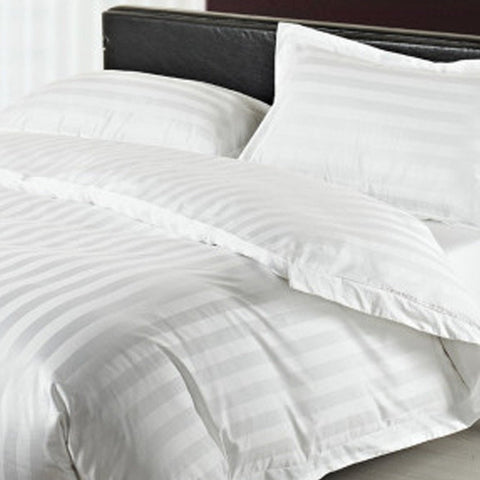 Satin Stripe Duvet Cover - 300 TC White - 3