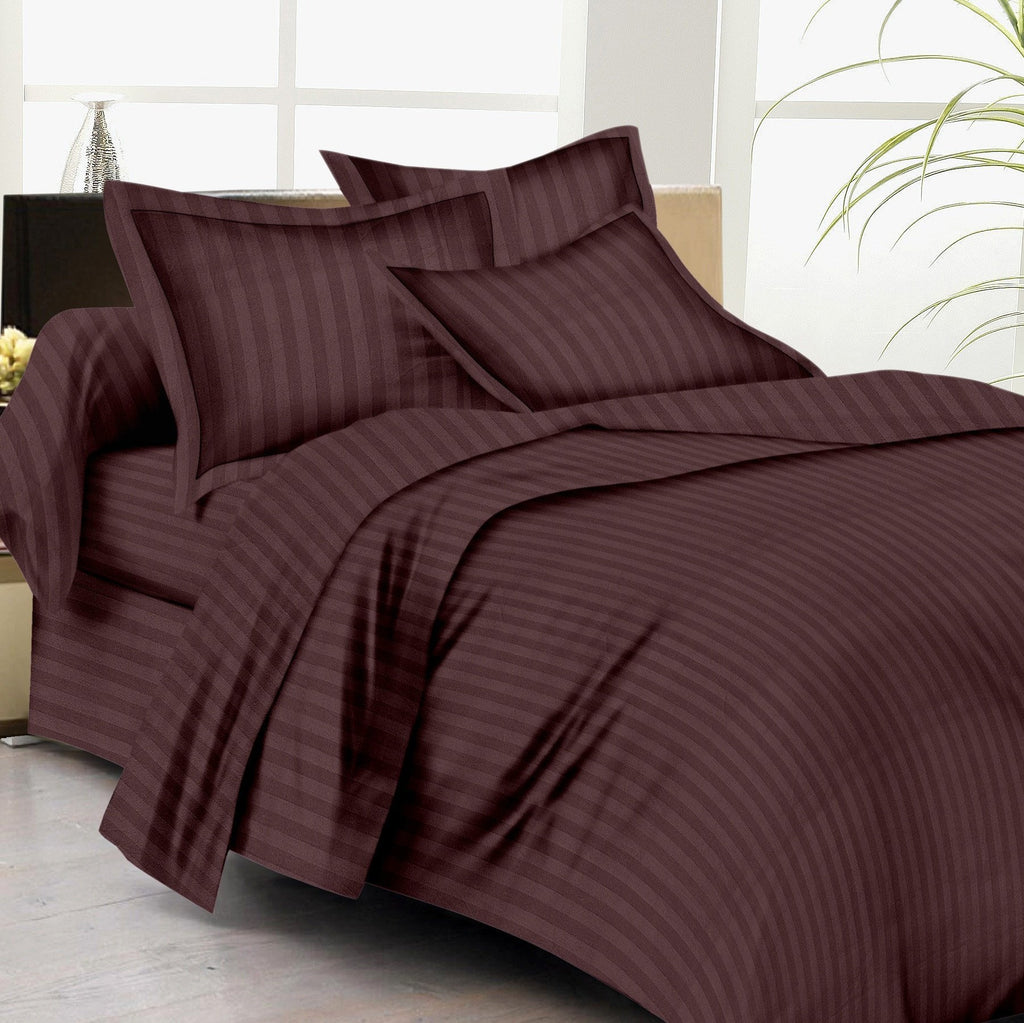 Bed Sheets with Stripes 200 Thread count - Chocolate Brown - large - 1