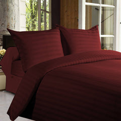 Hotel Quality Bed Sheets - Bed Sheets With Stripes 200 Thread Count - Maroon