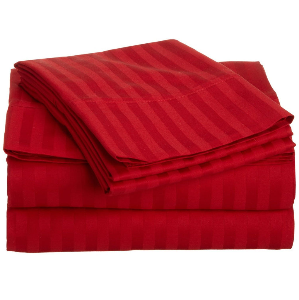 Bed Sheets with Stripes 200 Thread count - Red - large - 1