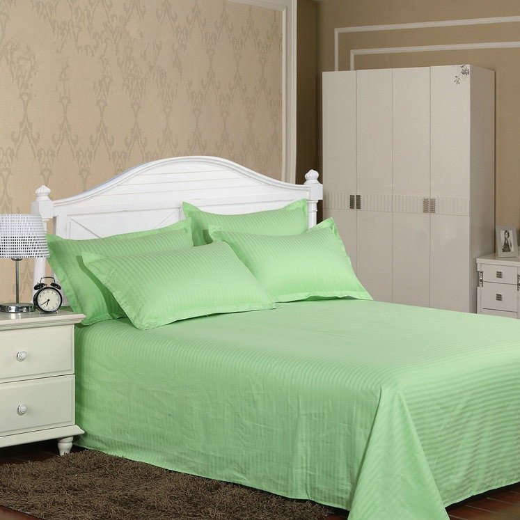 Bed Sheets with Stripes 300 Thread count - Light Green - large - 1