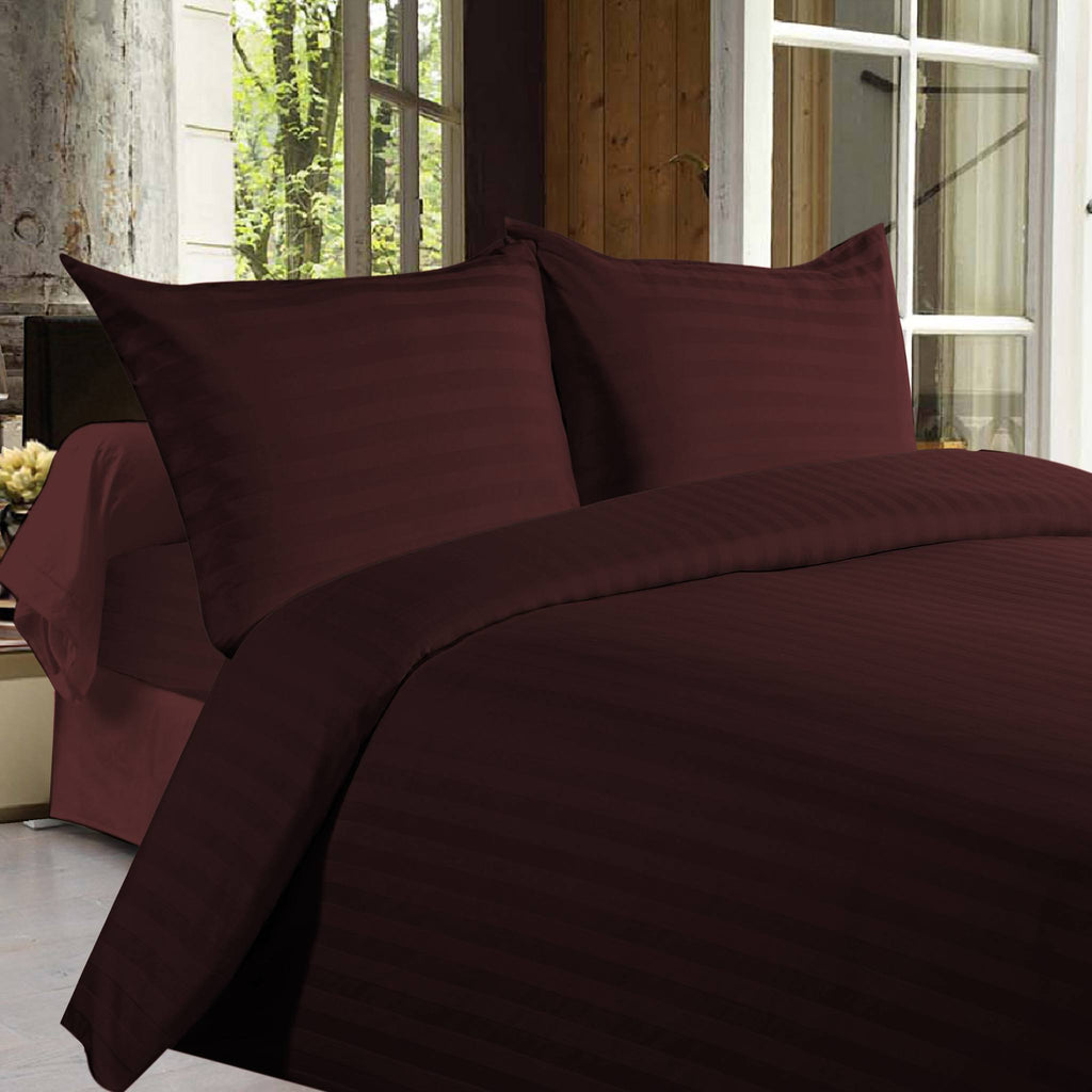 Bed sheets with Stripes 350 Thread count - Brown - large - 1