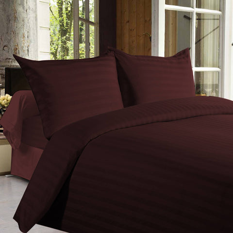 Bed sheets with Stripes 350 Thread count - Brown - 1