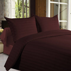 Hotel Quality Bed Sheets - Bed Sheets With Stripes 350 Thread Count - Brown