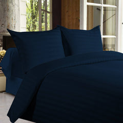 Hotel Quality Bed Sheets - Bed Sheets With Stripes 350 Thread Count - Dark Blue