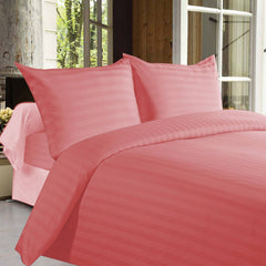 Hotel Quality Bed Sheets - Bed Sheets With Stripes 350 Thread Count - Peach