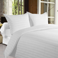 Hotel Quality Bed Sheets - Bed Sheets With Stripes 350 Thread Count - White
