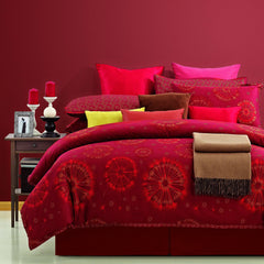 Luxury Bed Sheet Set Red Flowers Nirvana