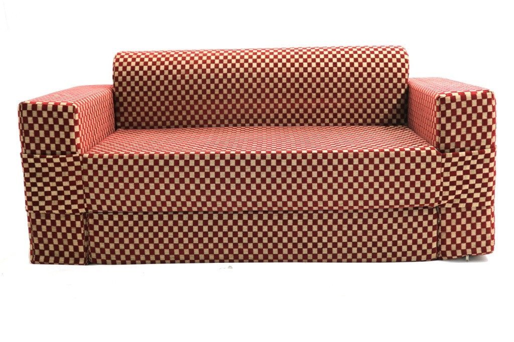 Sofa cum Adjustable Bed Red - Flat - large - 2