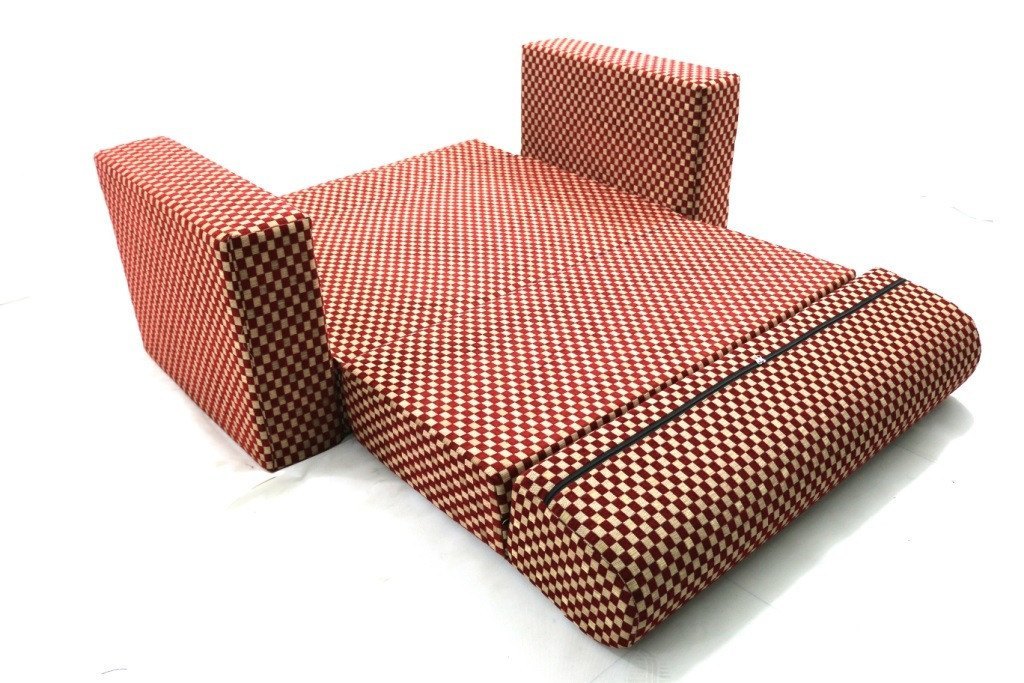 Sofa cum Adjustable Bed Red - Flat - large - 4